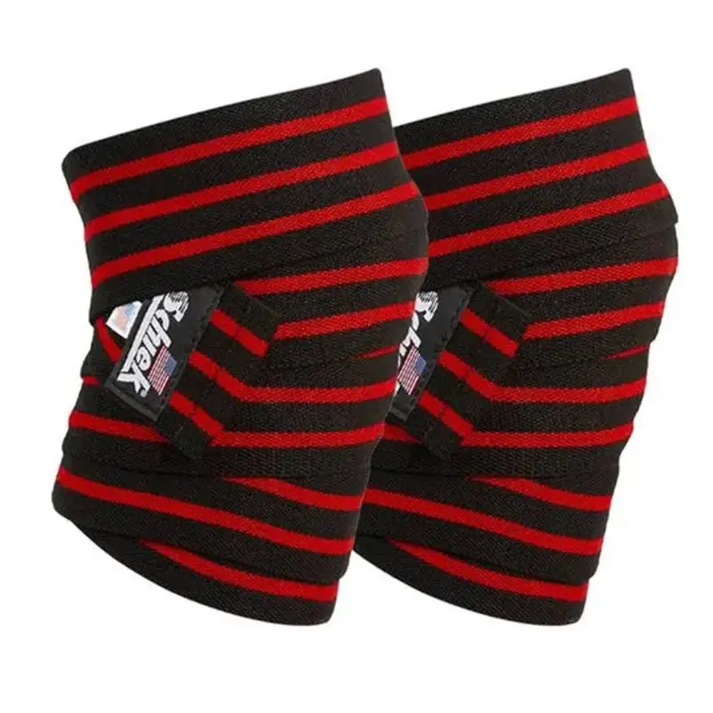 Schiek Heavy Duty Knee Wraps with Velcro Black & Red