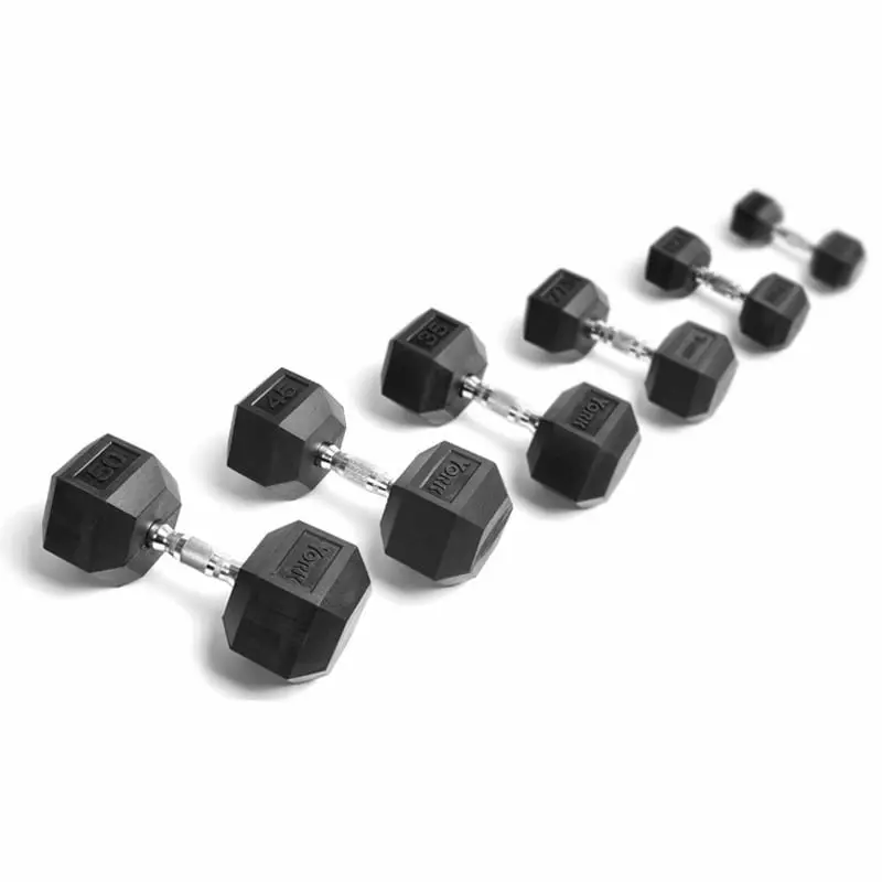 Black Rubber 5 - 50lbs Dumbbell Set