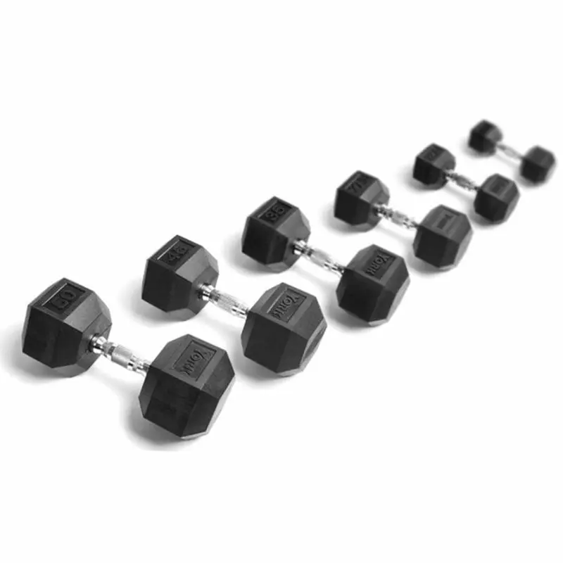 York 55-100lbs Rubber Hex Dumbbell Set