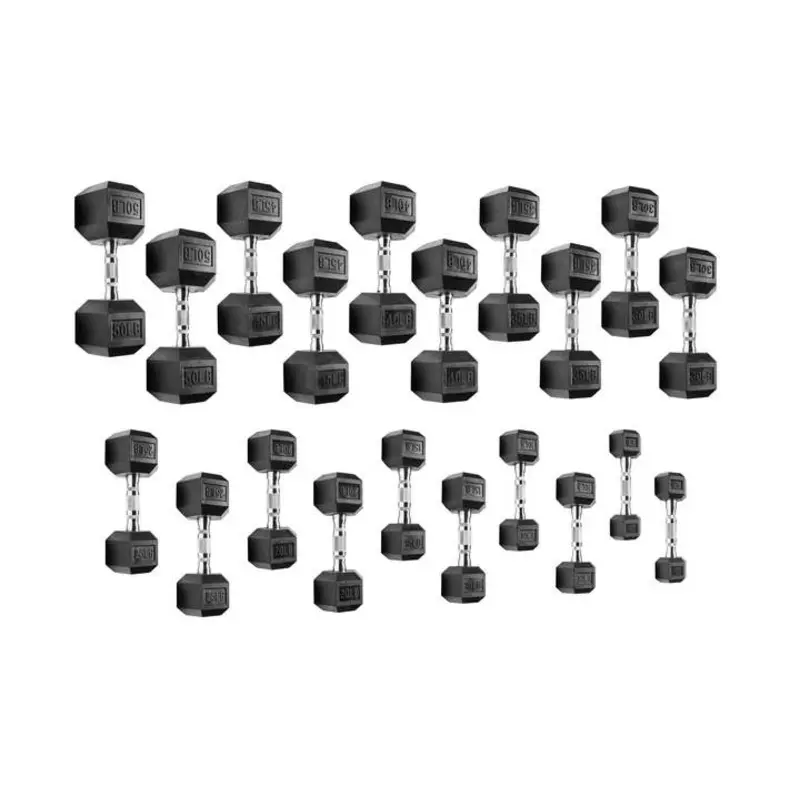 TRIAD 5-50 lbs Rubber Hex Dumbbell Set