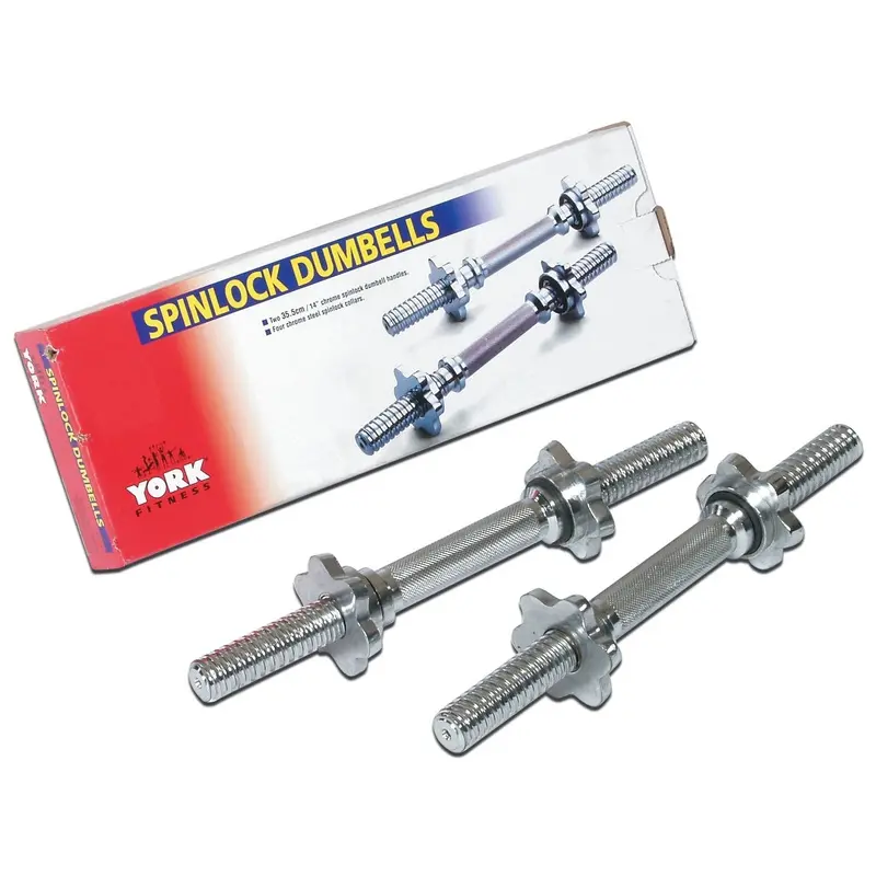 York 14 Solid Steel Spinlock Dumbbell Handle w/ Collar - Sold Individually