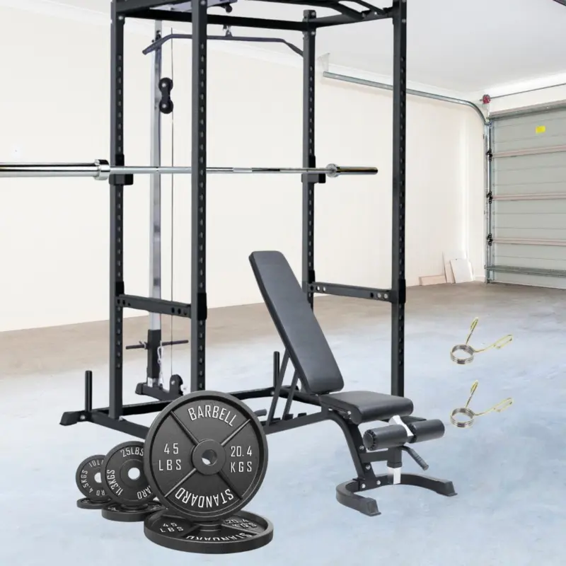 TRIAD Power Rack Home Gym - Pulley, Bench, & 300 Lb Package